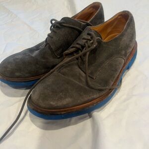 Men's Gray Suede Shoes with Blue Soles